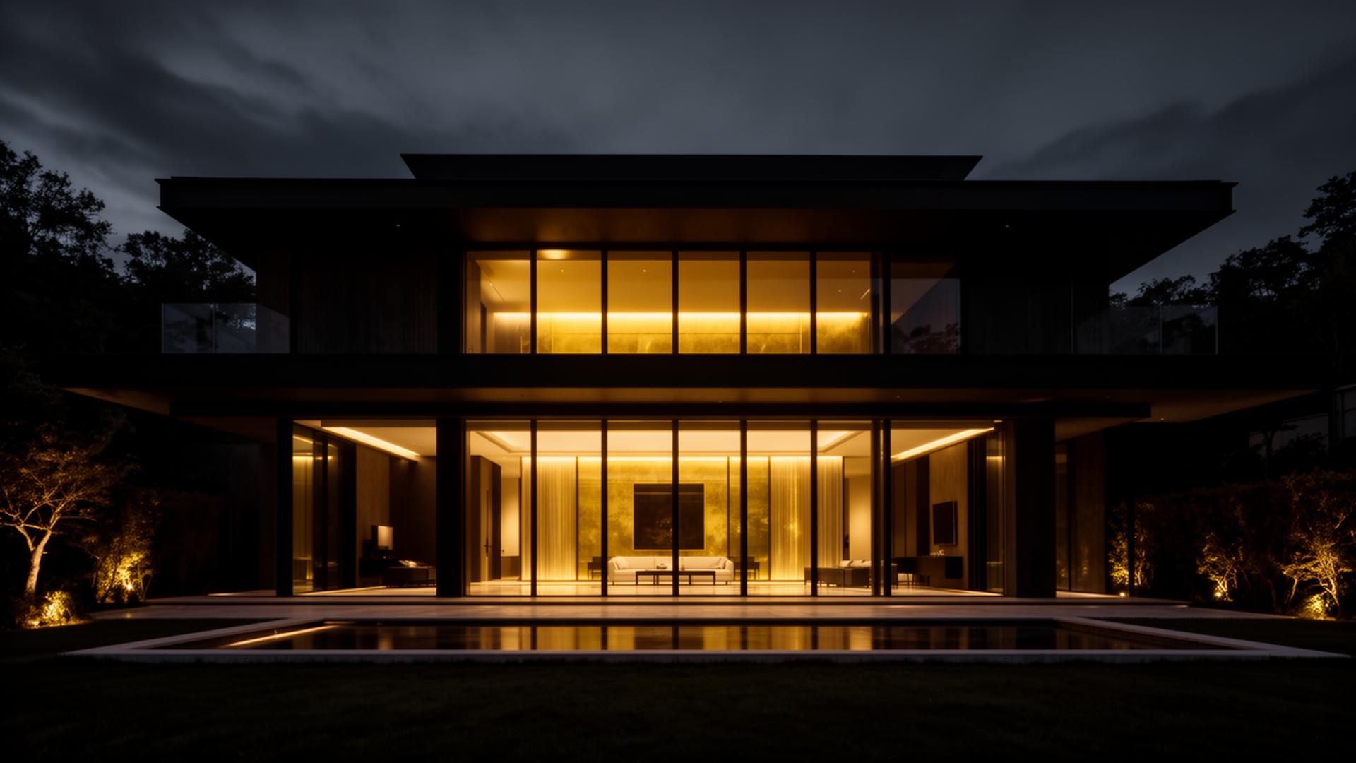 Luxury residence at dusk